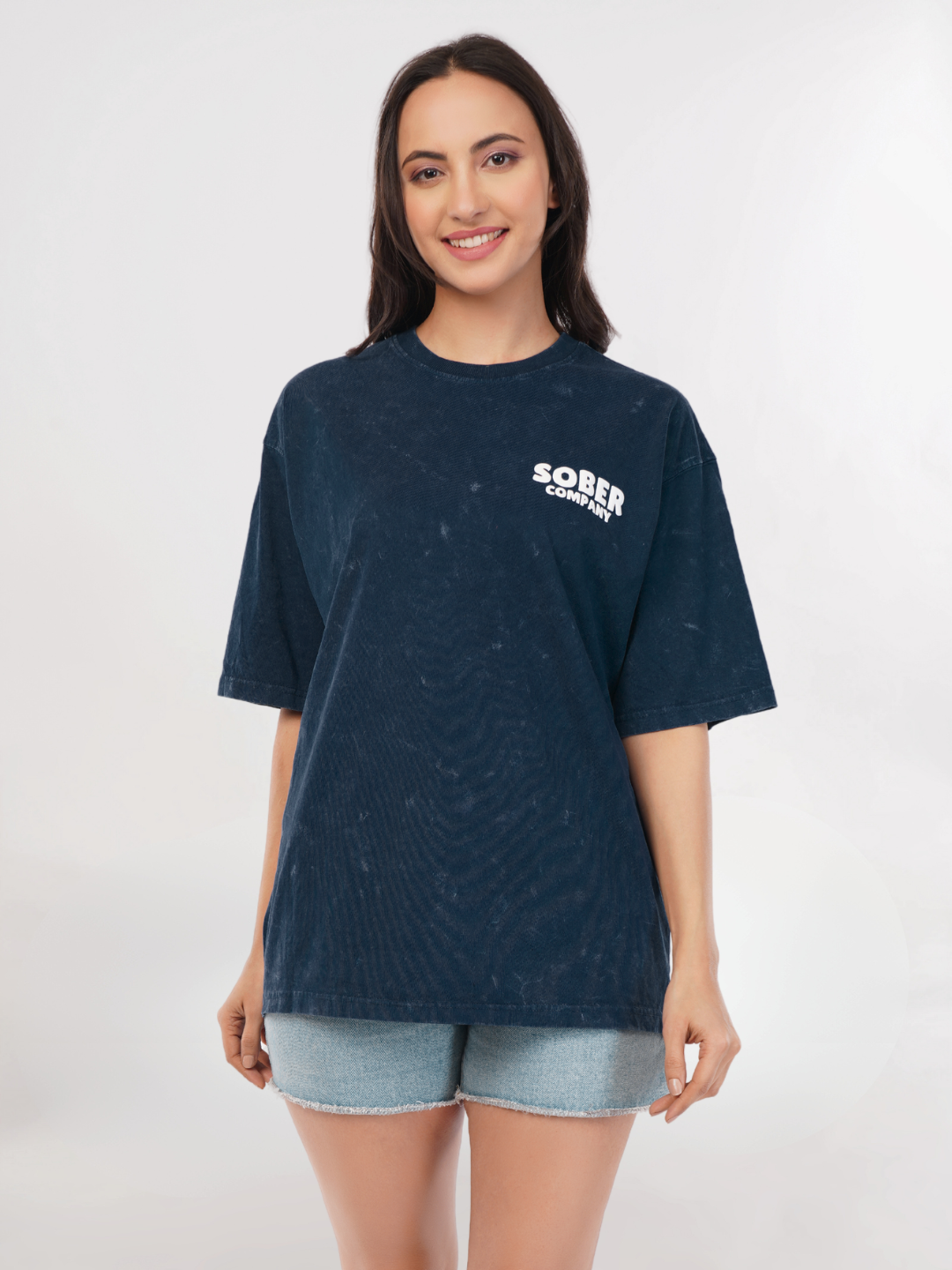 BLUE ACID WASH OVERSIZED T-SHIRT