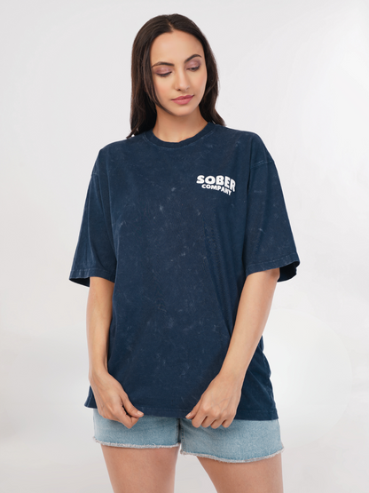 BLUE ACID WASH OVERSIZED T-SHIRT