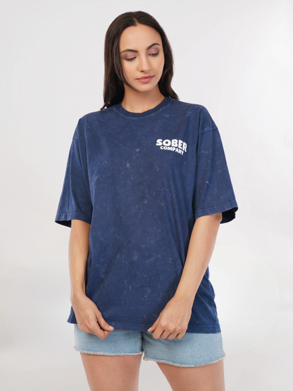 BLUE ACID WASH OVERSIZED T-SHIRT