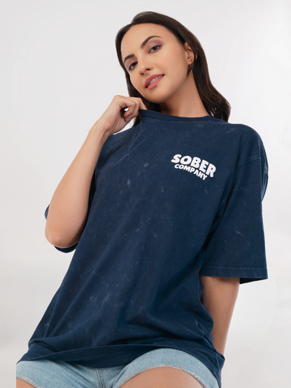 BLUE ACID WASH OVERSIZED T-SHIRT