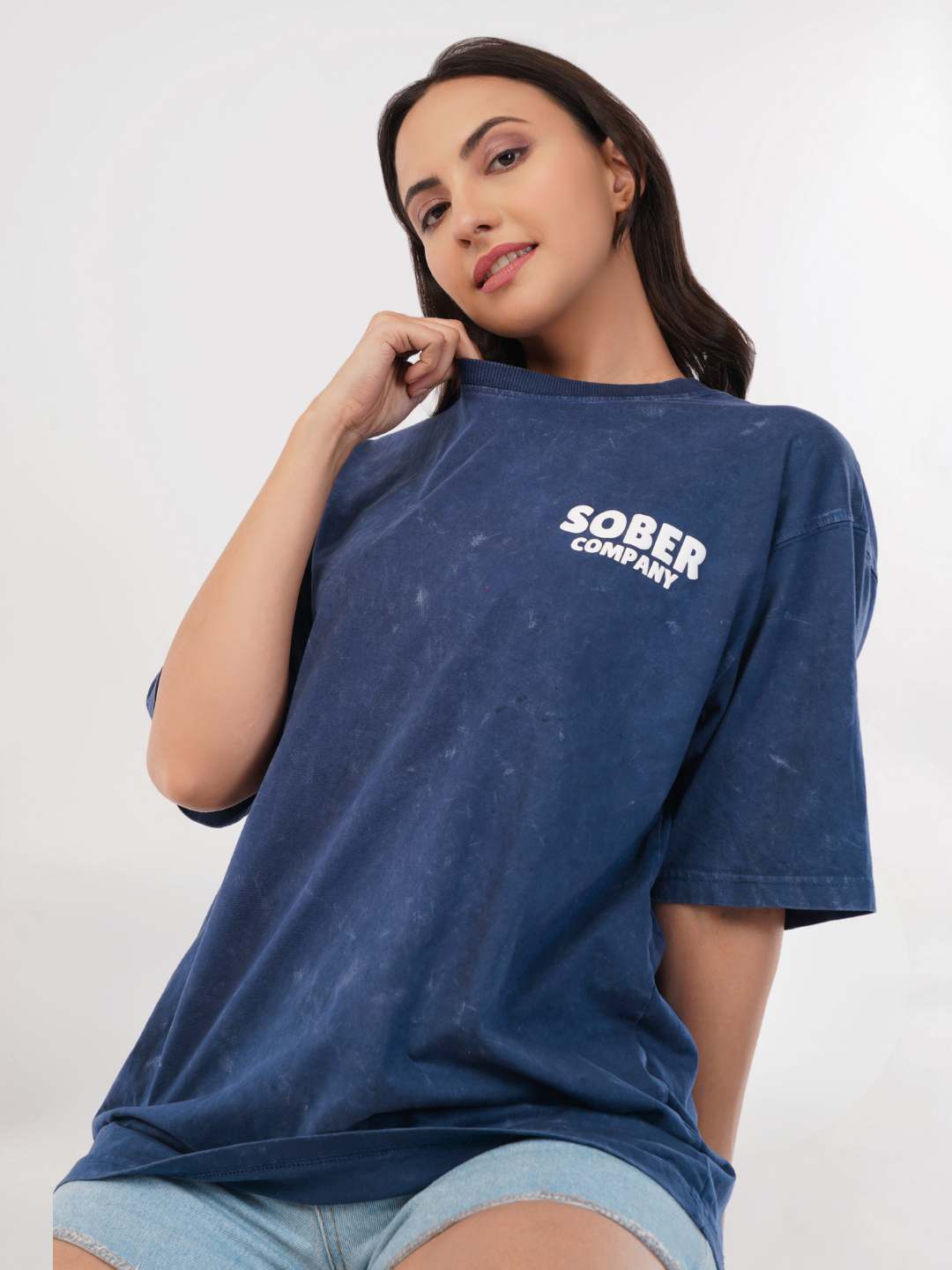 BLUE ACID WASH OVERSIZED T-SHIRT