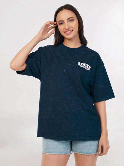 BLUE ACID WASH OVERSIZED T-SHIRT