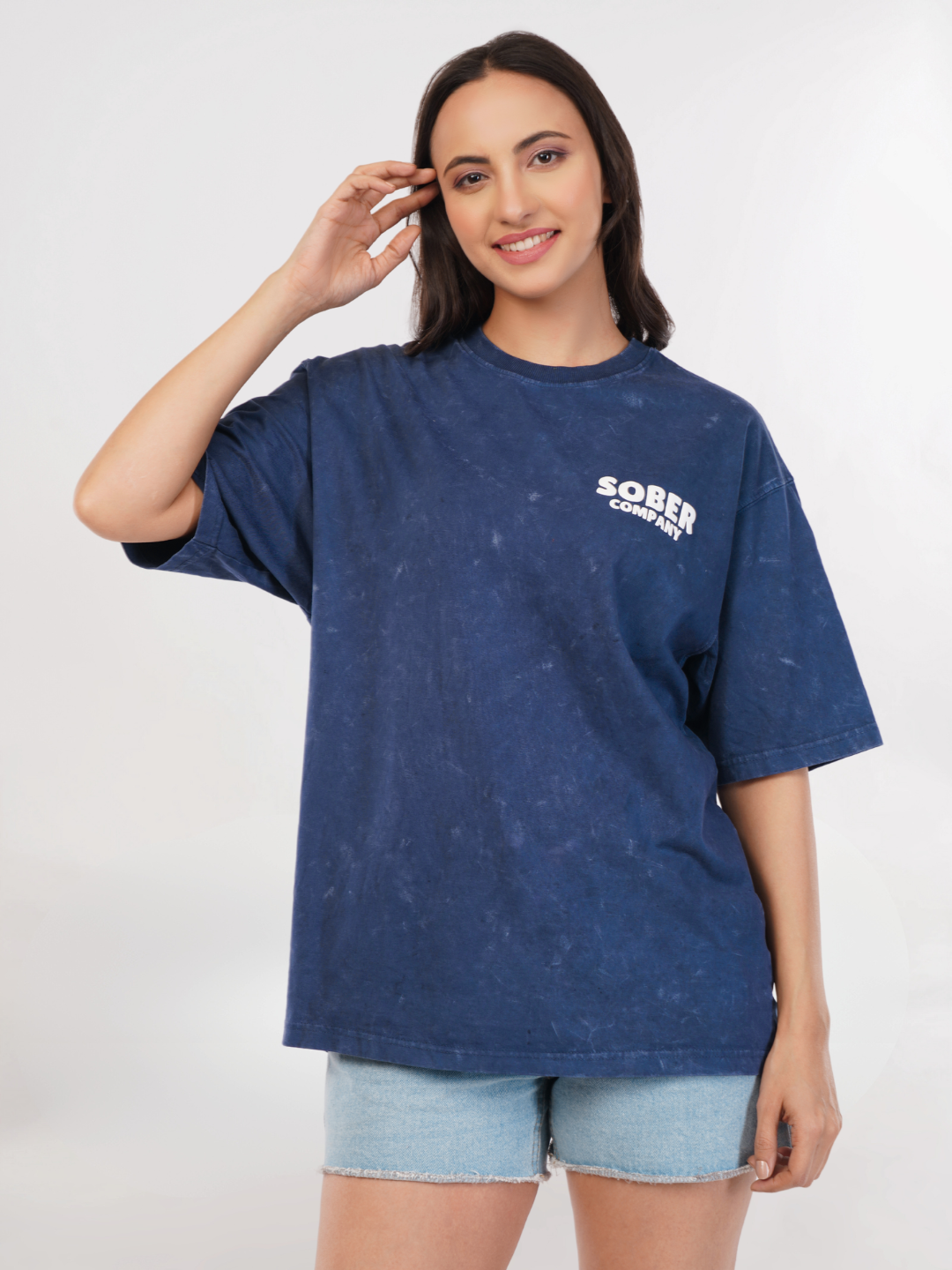 BLUE ACID WASH OVERSIZED T-SHIRT