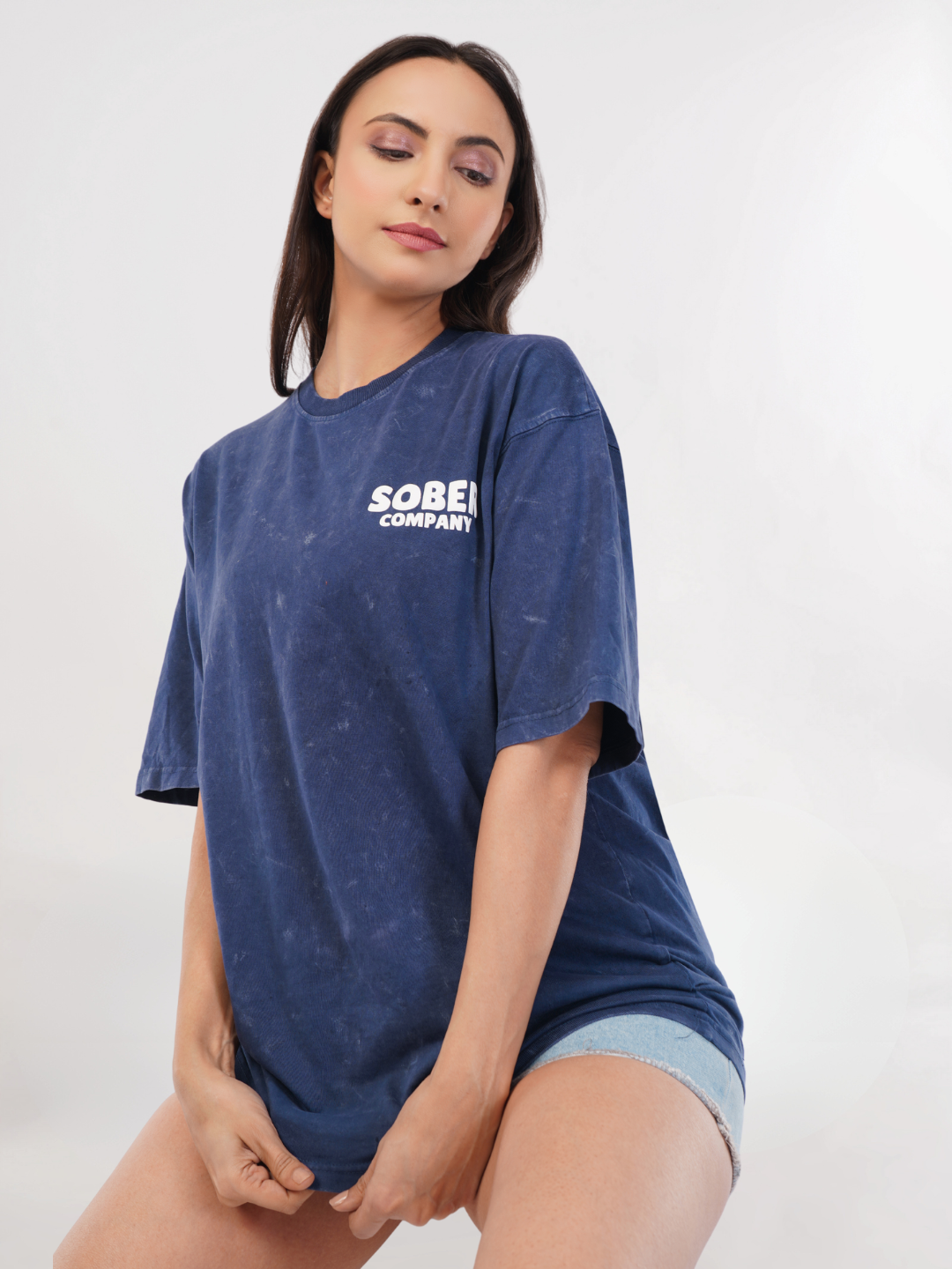 BLUE ACID WASH OVERSIZED T-SHIRT