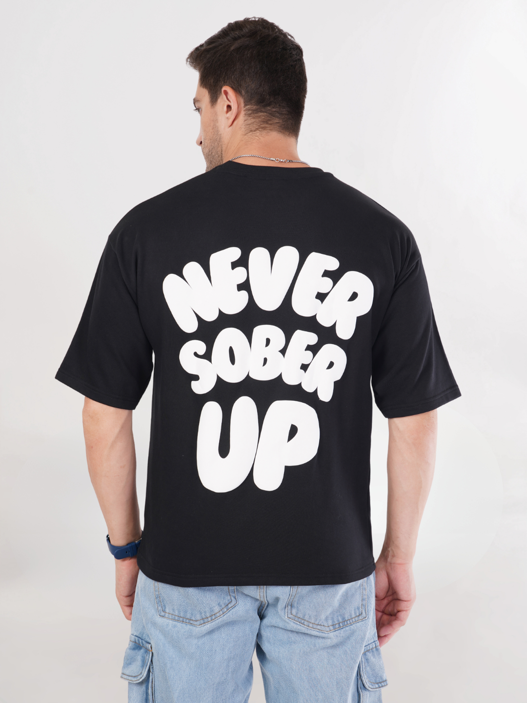 NEVER SOBER UP OVERSIZED T-SHIRT