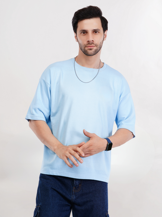 POWDER BLUE FRENCH TERRY OVERSIZED T-SHIRT