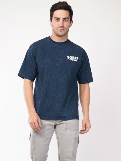 BLUE ACID WASH OVERSIZED T-SHIRT