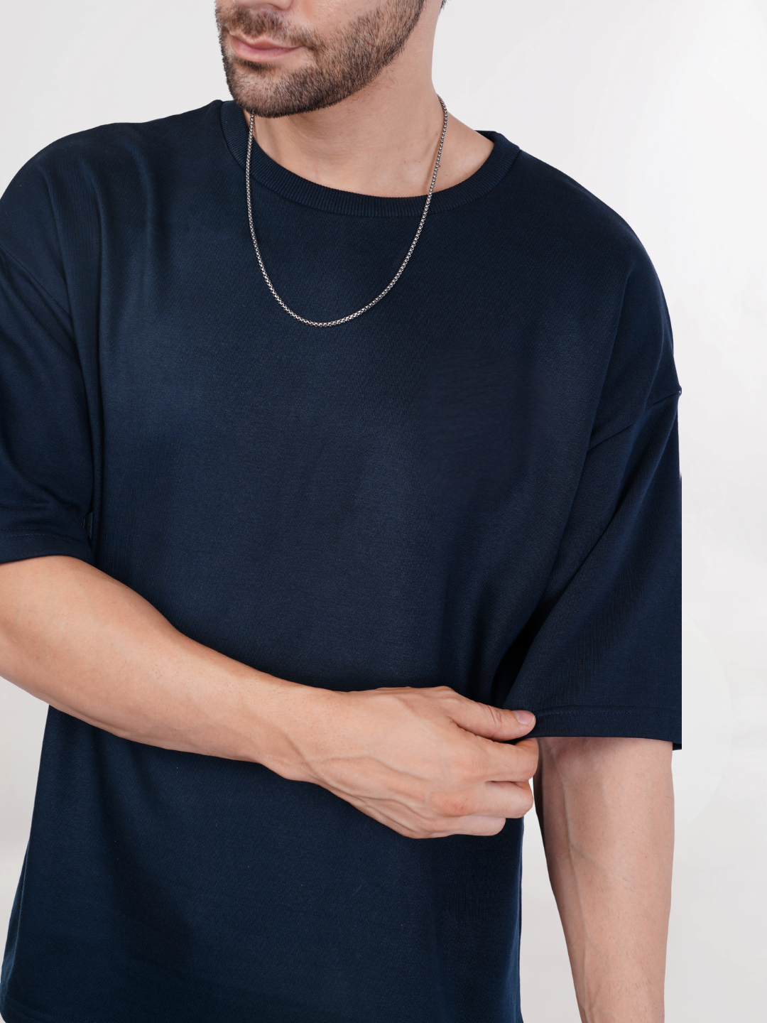 NAVY BLUE FRENCH TERRY OVERSIZED T-SHIRT