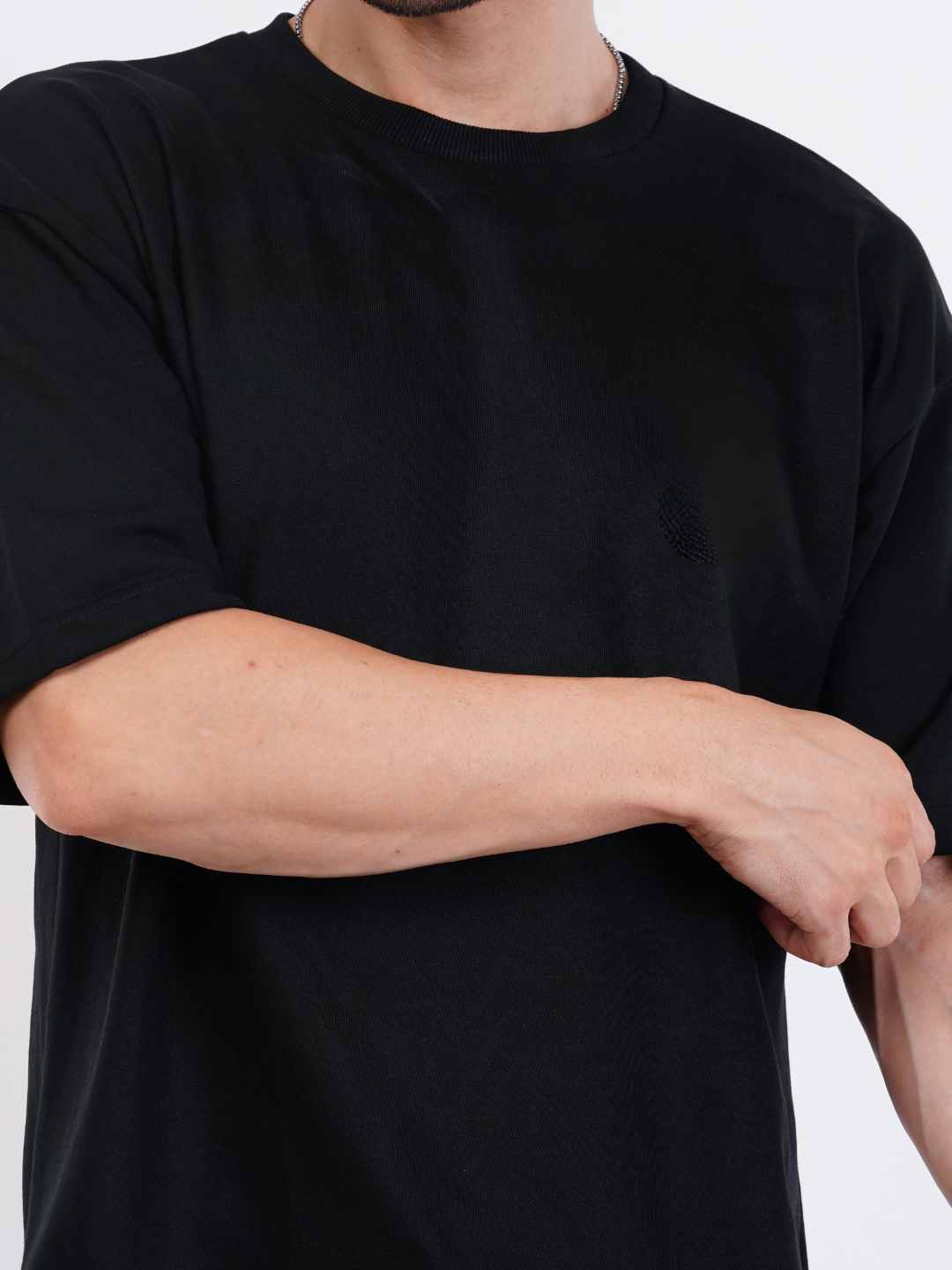 BLACK FRENCH TERRY OVERSIZED T-SHIRT