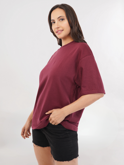 MAROON FRENCH TERRY OVERSIZED T-SHIRT