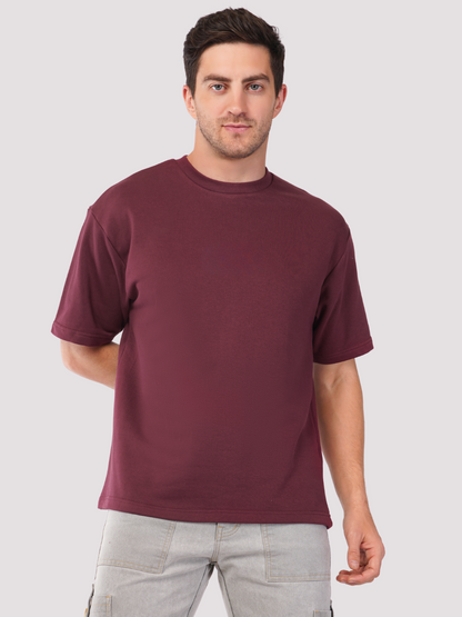 MAROON FRENCH TERRY OVERSIZED T-SHIRT