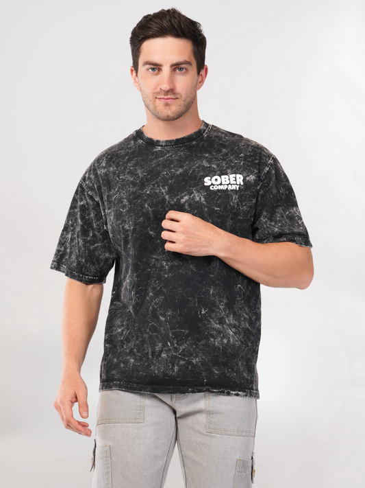 BLACK ACID WASH OVERSIZED T-SHIRT