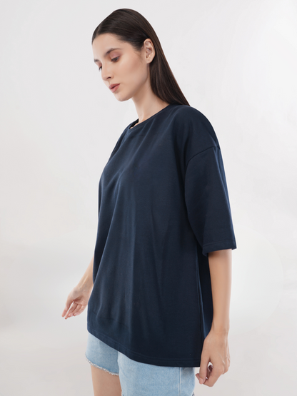 NAVY BLUE FRENCH TERRY OVERSIZED T-SHIRT