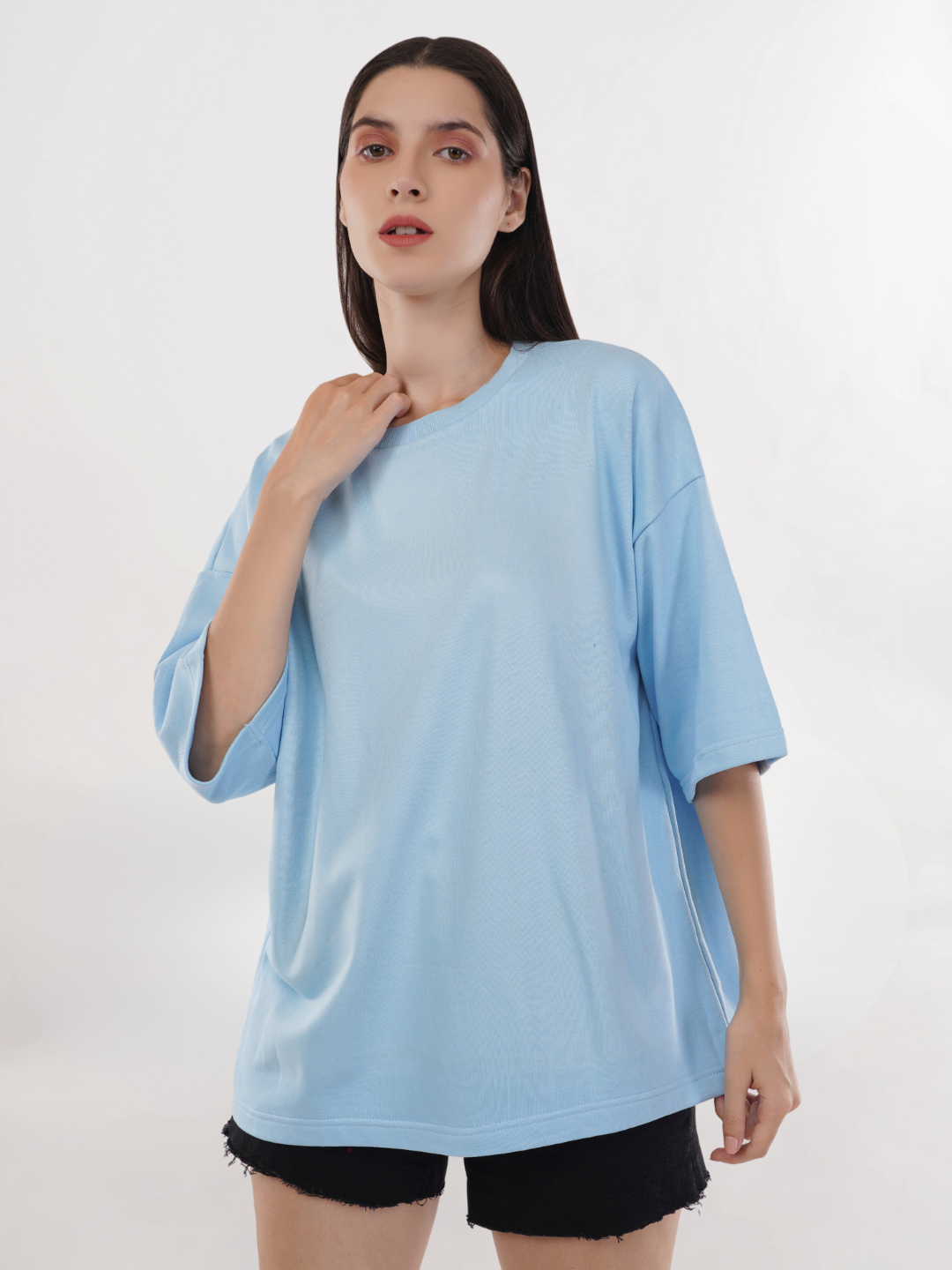 POWDER BLUE FRENCH TERRY OVERSIZED T-SHIRT