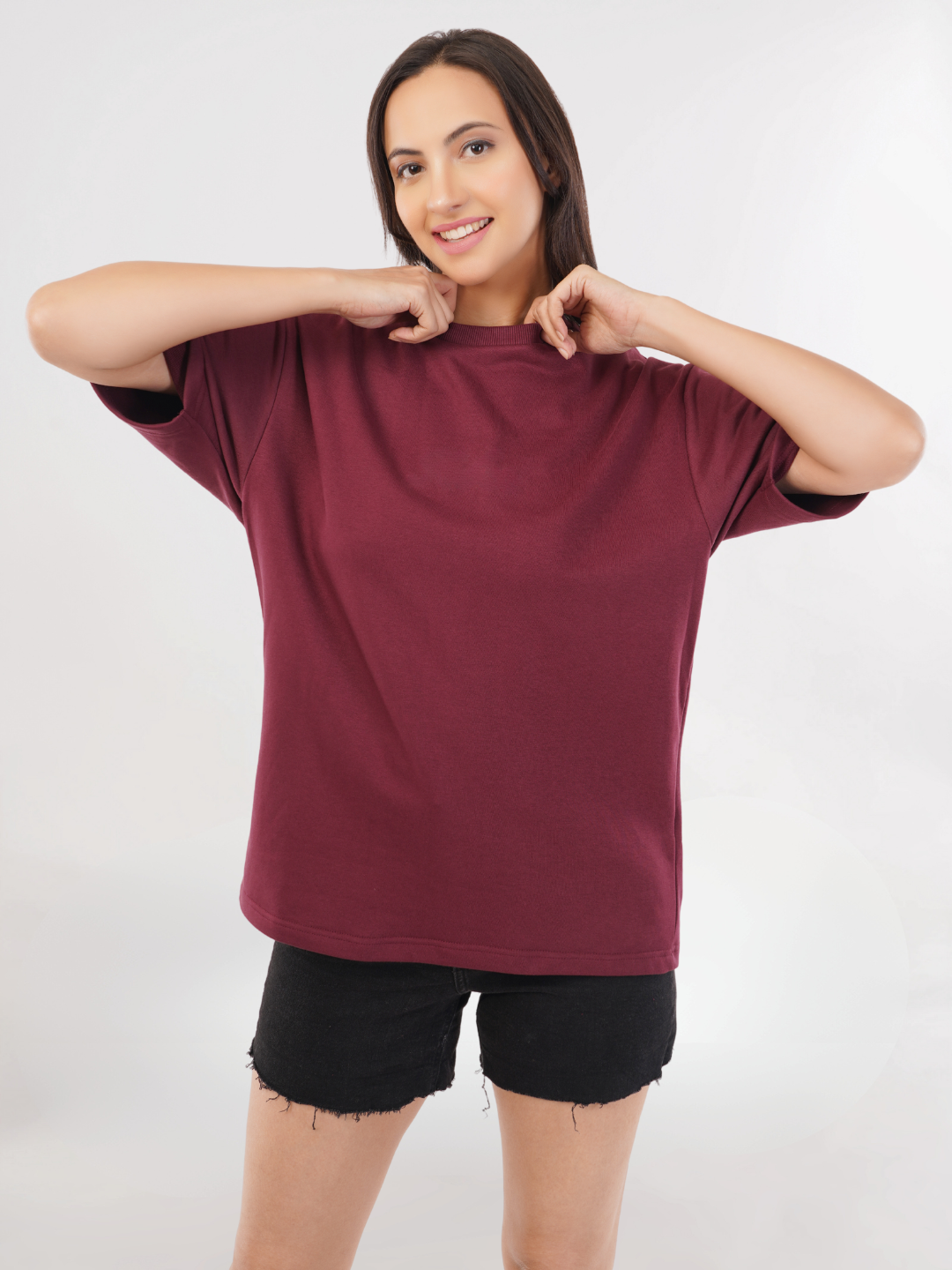 MAROON FRENCH TERRY OVERSIZED T-SHIRT