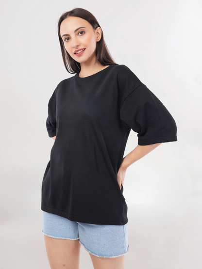 BLACK FRENCH TERRY OVERSIZED T-SHIRT