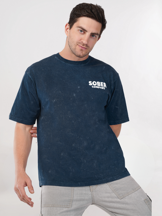 BLUE ACID WASH OVERSIZED T-SHIRT