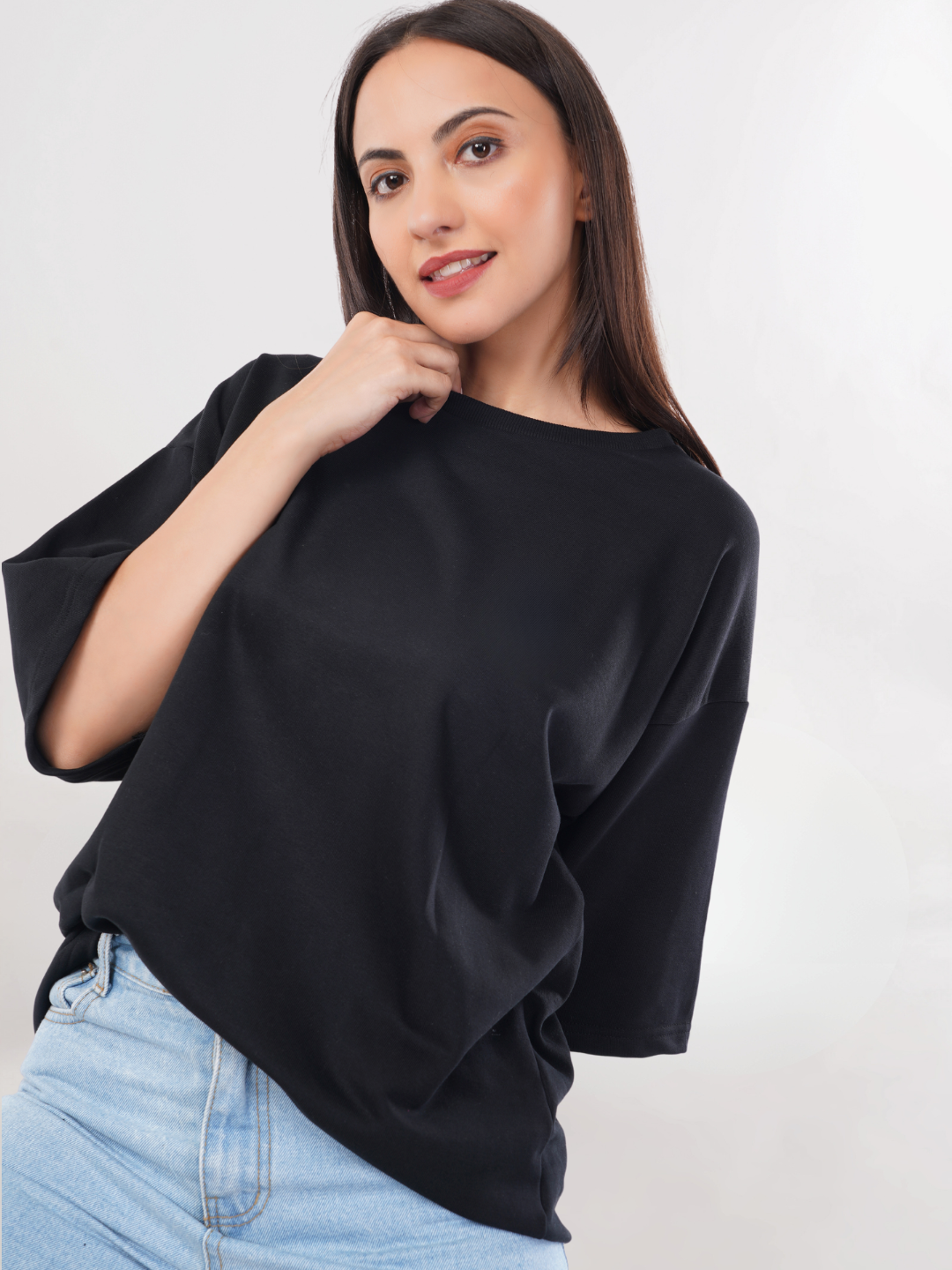 BLACK FRENCH TERRY OVERSIZED T-SHIRT