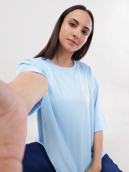 POWDER BLUE FRENCH TERRY OVERSIZED T-SHIRT