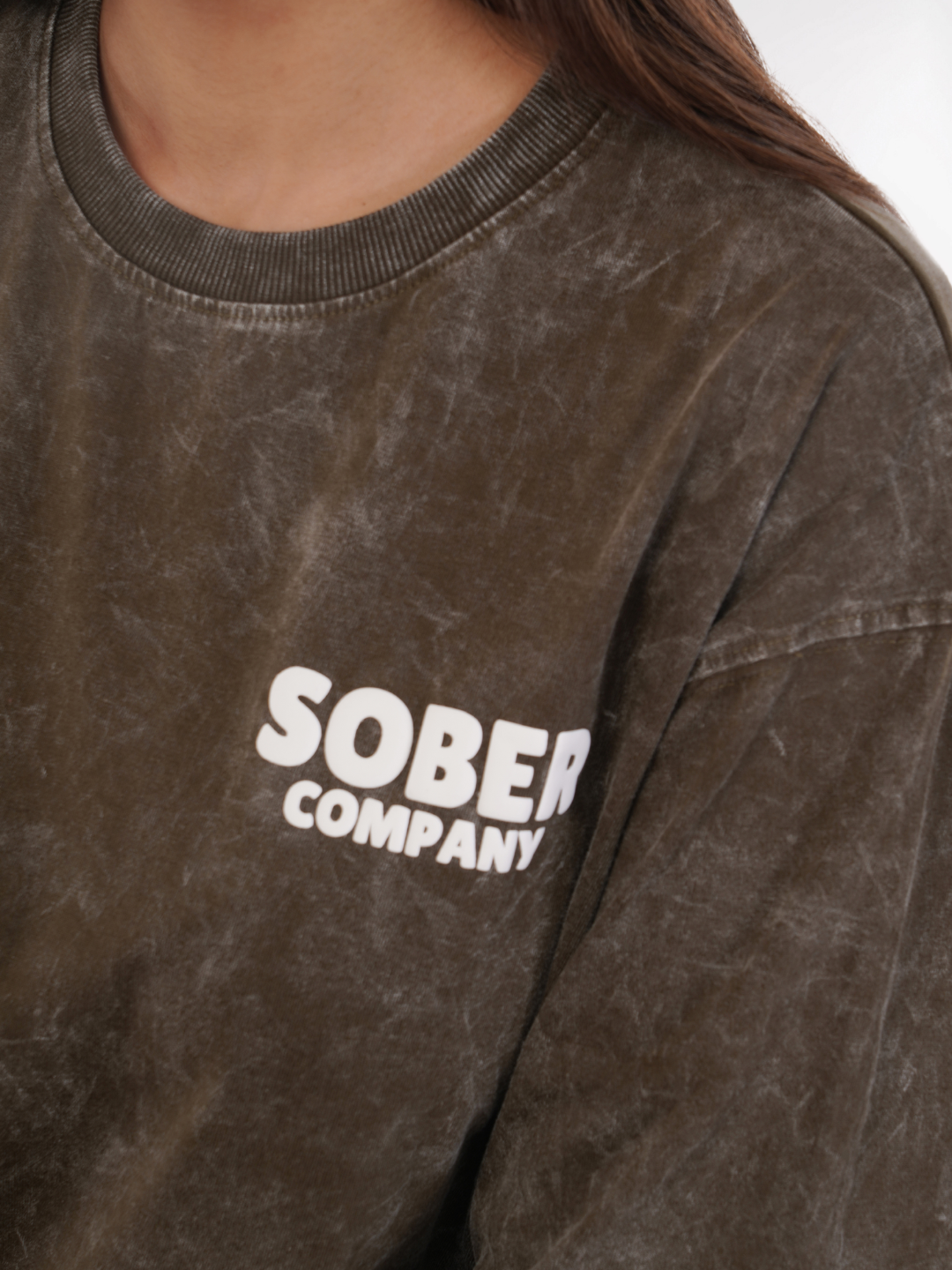 OLIVE GREEN ACID WASH OVERSIZED T-SHIRT