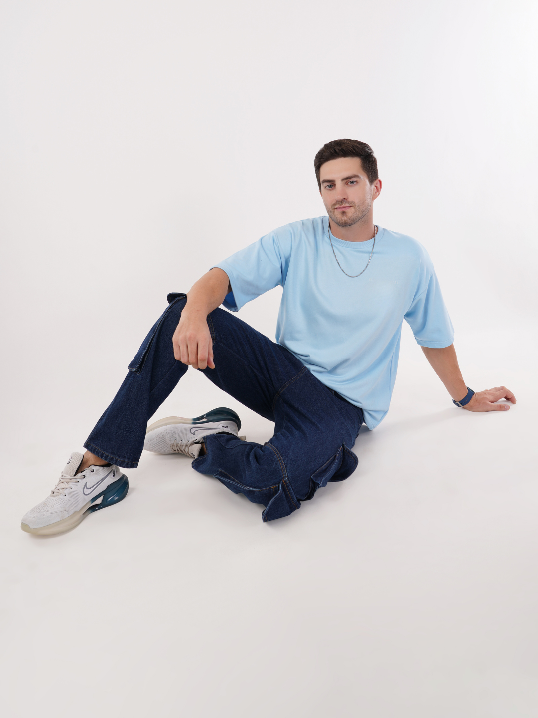 POWDER BLUE FRENCH TERRY OVERSIZED T-SHIRT