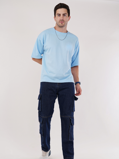 POWDER BLUE FRENCH TERRY OVERSIZED T-SHIRT