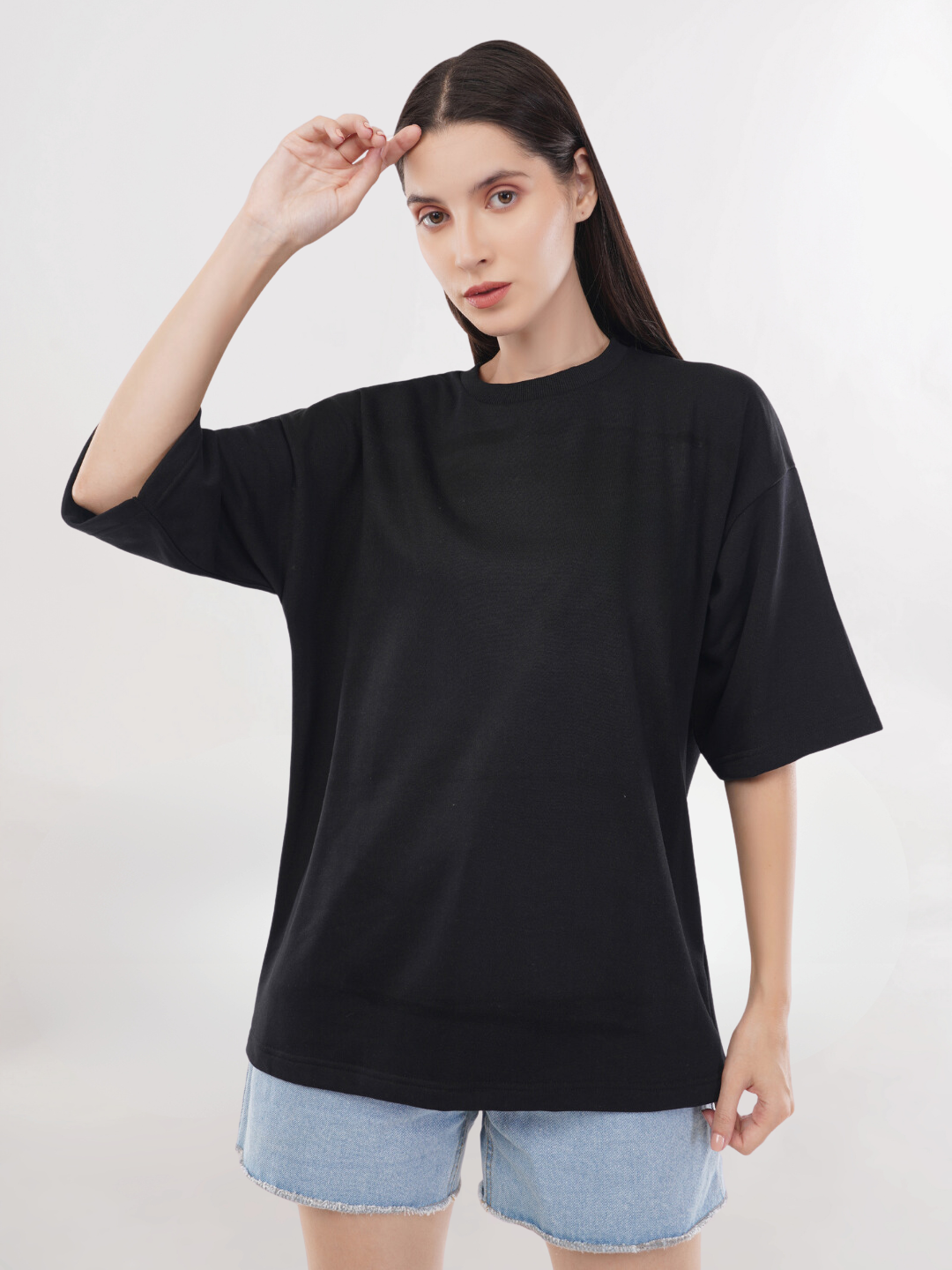 BLACK FRENCH TERRY OVERSIZED T-SHIRT