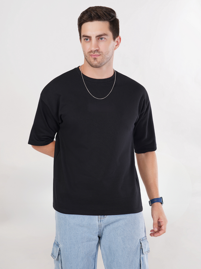 BLACK FRENCH TERRY OVERSIZED T-SHIRT