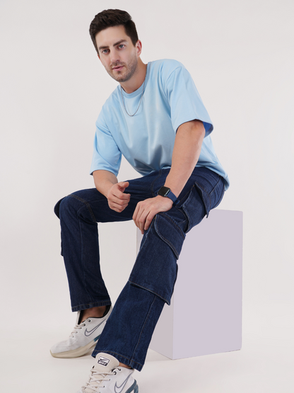 POWDER BLUE FRENCH TERRY OVERSIZED T-SHIRT